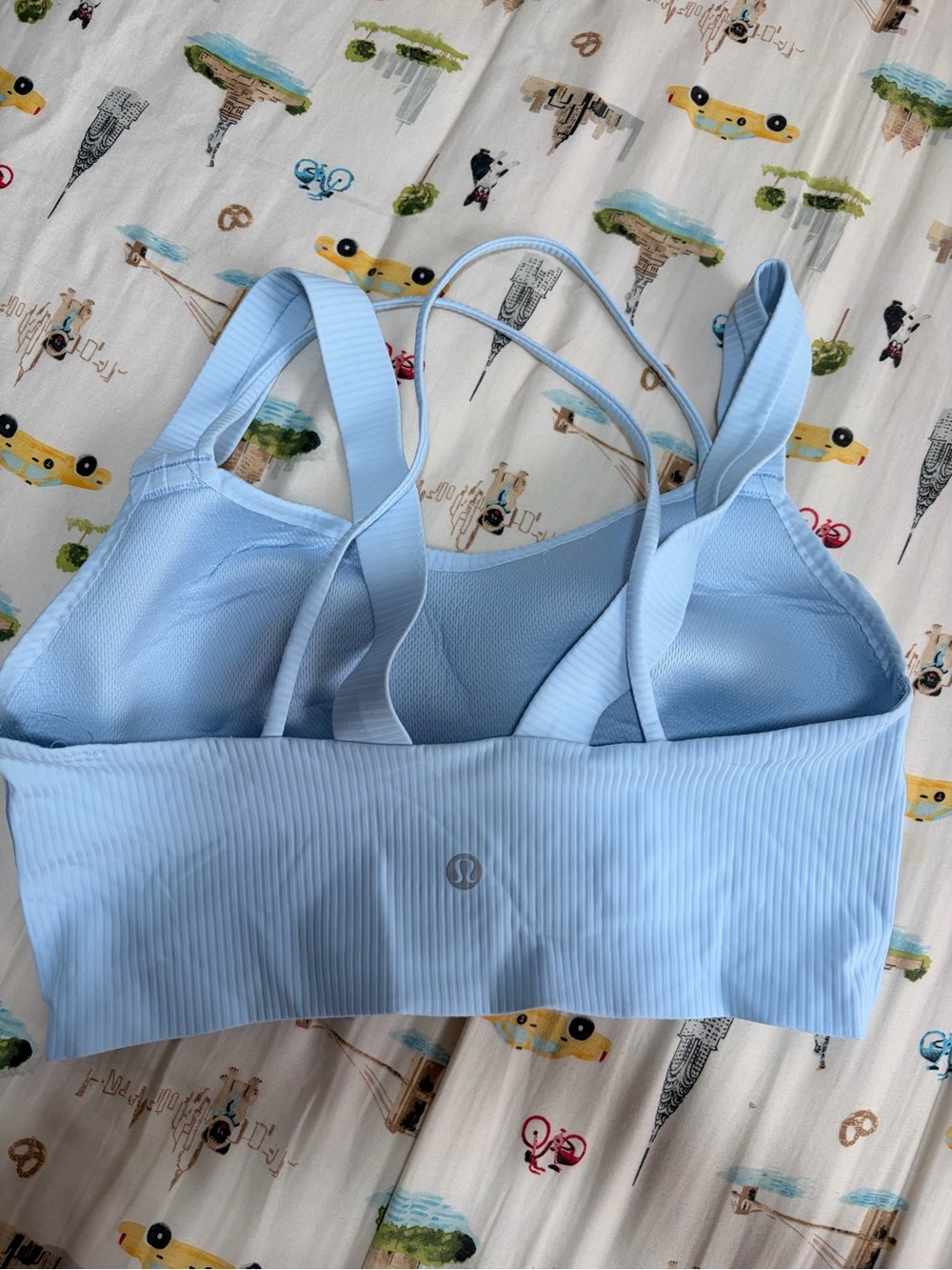 lululemon athletica Pale Blue Ribbed Strappy Sports Bra
